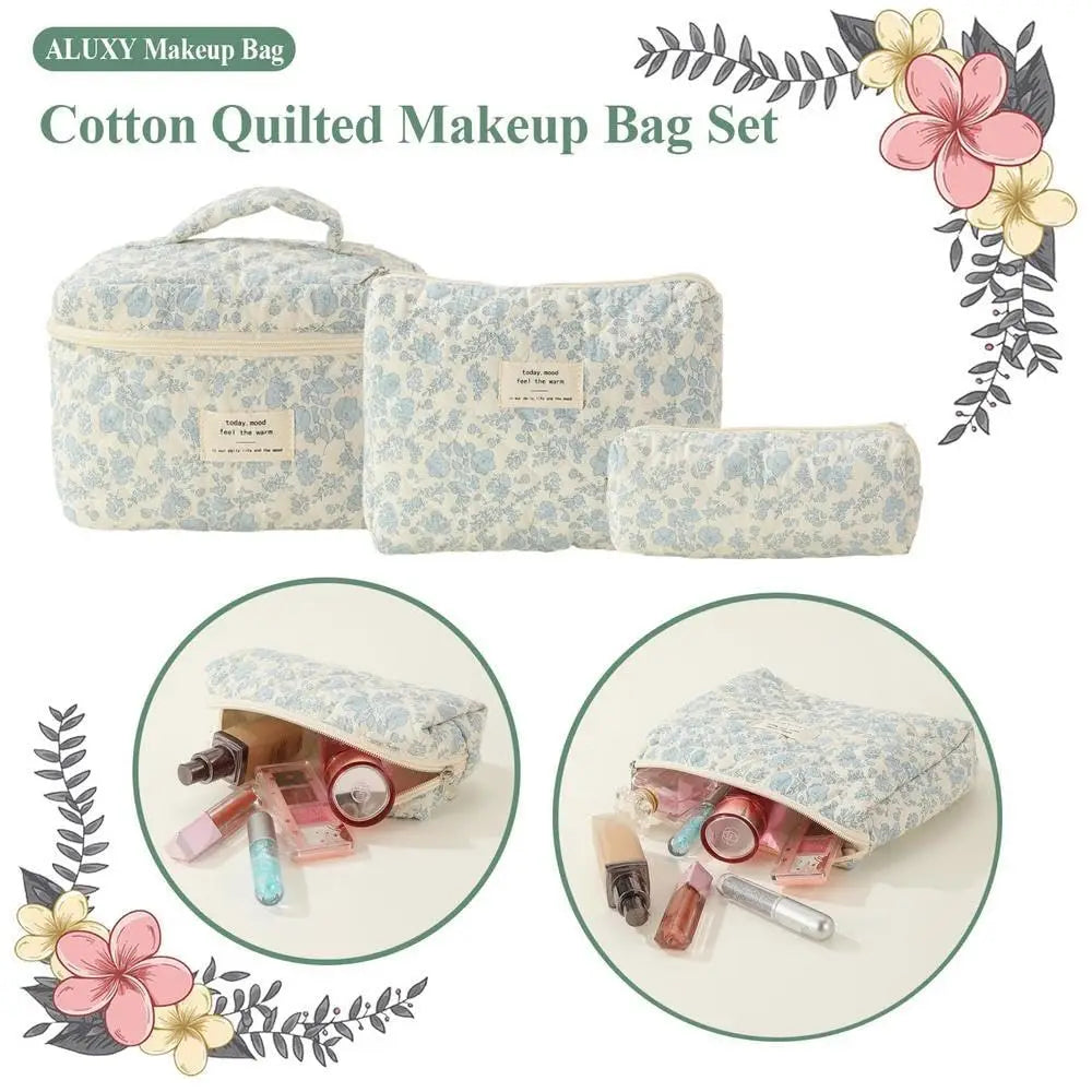 ✨ Cute Quilted Cotton Makeup Bag ✨