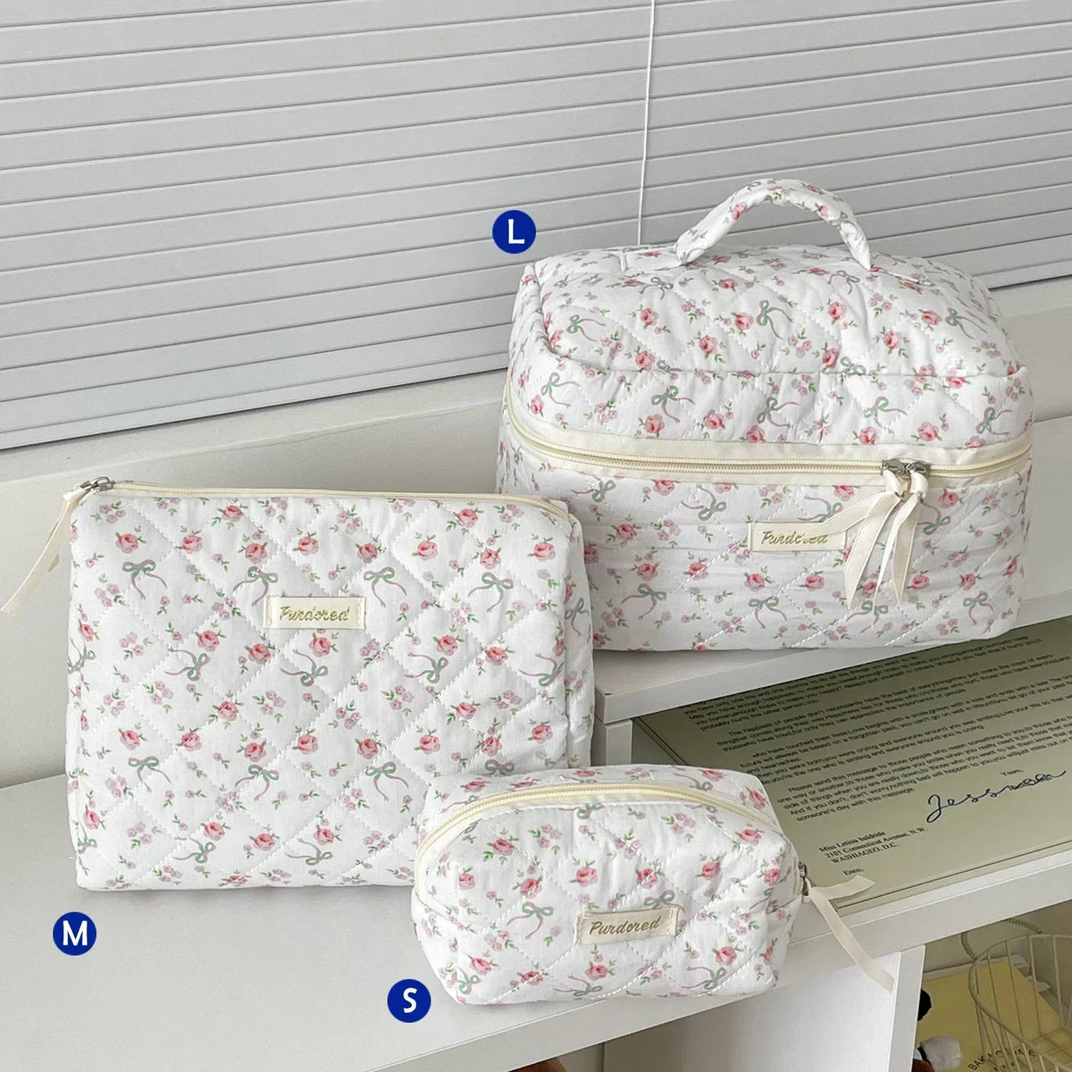 ✨ Cute Quilted Cotton Makeup Bag ✨