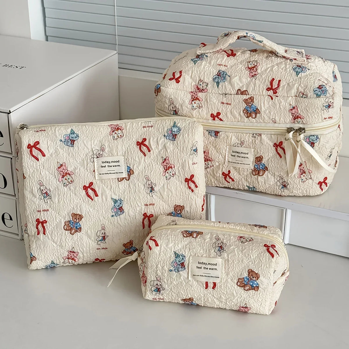 ✨ Cute Quilted Cotton Makeup Bag ✨