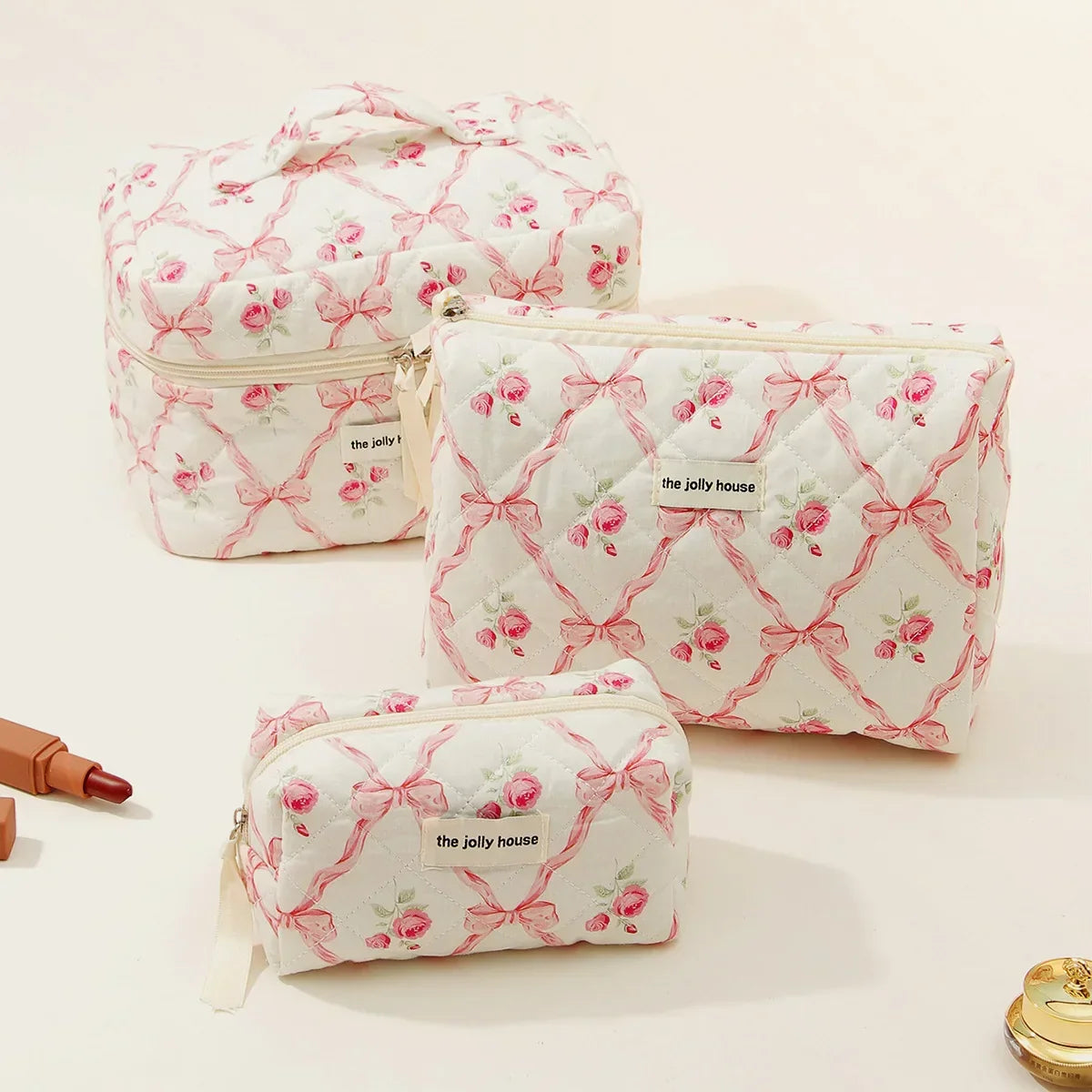 ✨ Cute Quilted Cotton Makeup Bag ✨