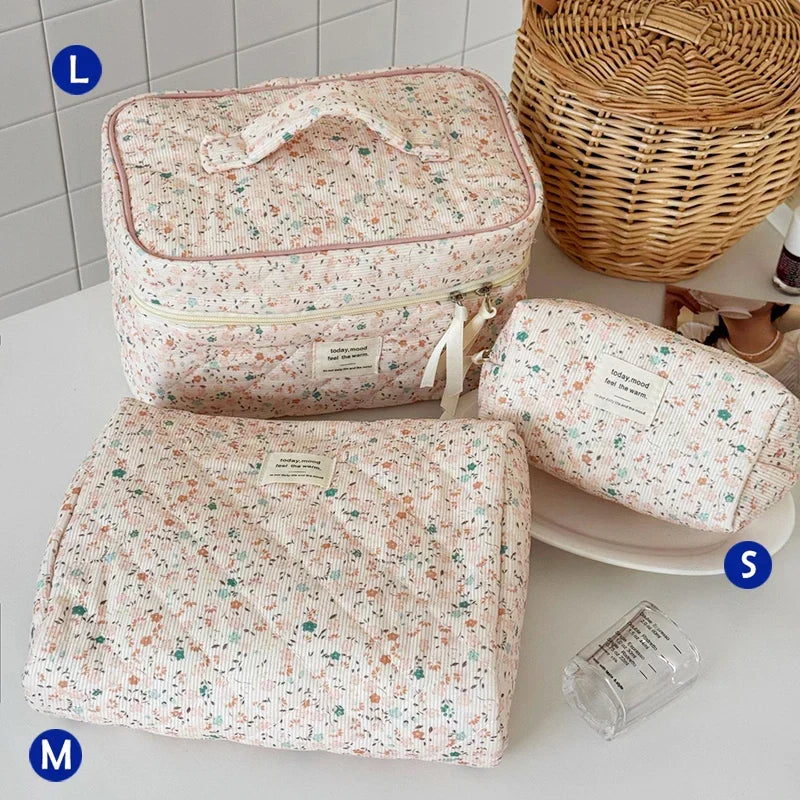 ✨ Cute Quilted Cotton Makeup Bag ✨