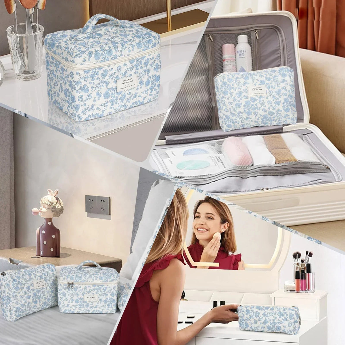 ✨ Cute Quilted Cotton Makeup Bag ✨